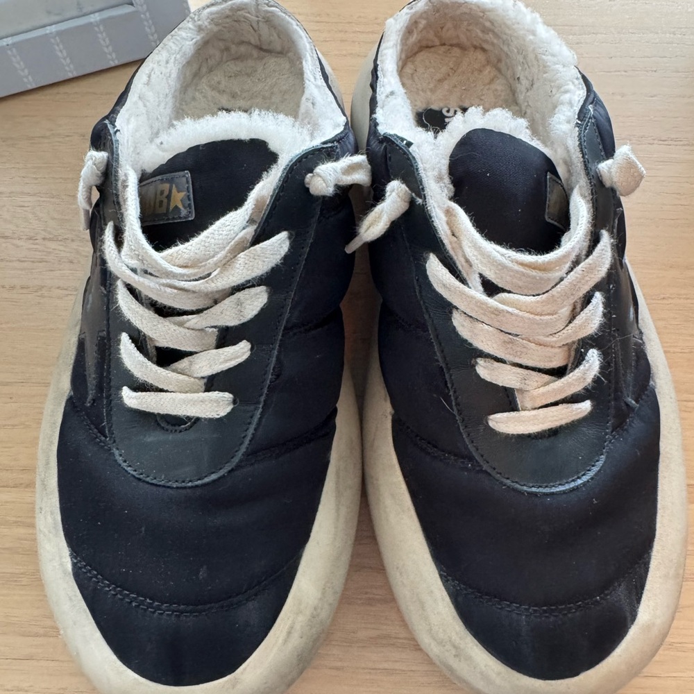 Golden Goose Space-Star Sabot Black Nylon & Shearling Lining Sneakers 39 9
